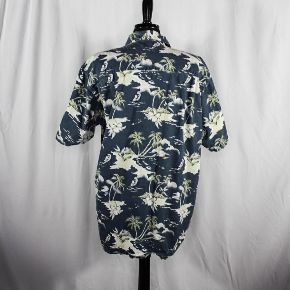 Hawaiian Shirt Blue White Grey Palm Trees … - Picture 4 of 4